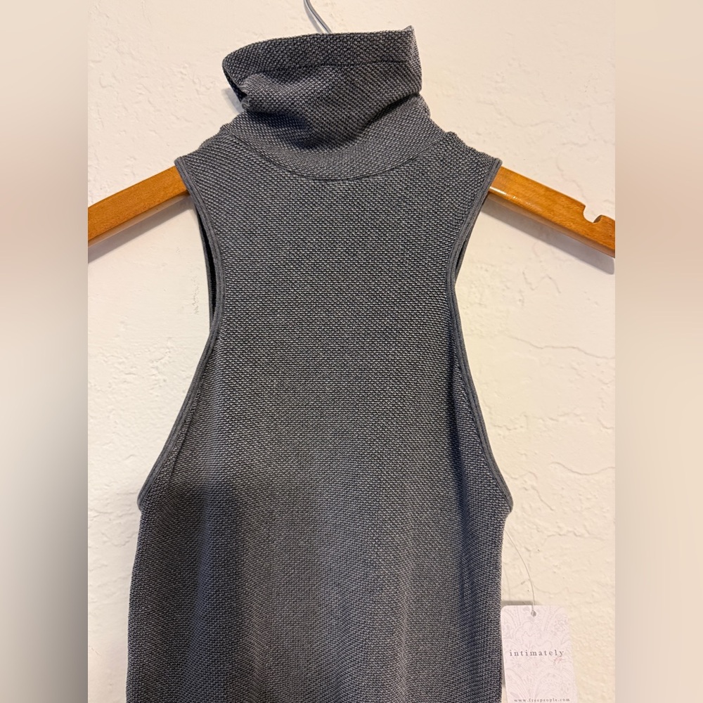 Gray Sleeveless Turtleneck Sweater